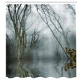 thumbnail image 2 of Ambesonne Fog Shower Curtain, Dark Forest with Trees in Water, 69"Wx75"L, Multicolor, 2 of 4