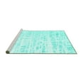 thumbnail image 2 of Ahgly Company Machine Washable Indoor Round Solid Turquoise Blue Modern Area Rugs, 4' Round, 2 of 4