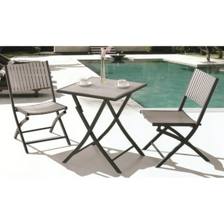 Royal Garden Aluminum 3 pc. Square Bistro Table Set - Grey