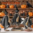 thumbnail image 5 of 3-Piece Dark Primitive Halloween Ghost Decor Set, Vintage Standing Ghosts on Wooden Base with Witch Hats, Spooky Indoor Table Centerpiece & Mantel Decoration, 5 of 9