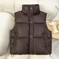 thumbnail image 2 of Lixiuxyad Puffer Winter Coats Women's Down Vest Autumn Winter Loose Stand Collar Sleeveless Jacket Solid Color Warm Outerwear Brown, 2 of 5