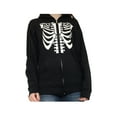 thumbnail image 3 of Qiylii Women Hoodie, Skull/Skeleton Print Hooded Zipper-Open Sweatshirt, 3 of 6