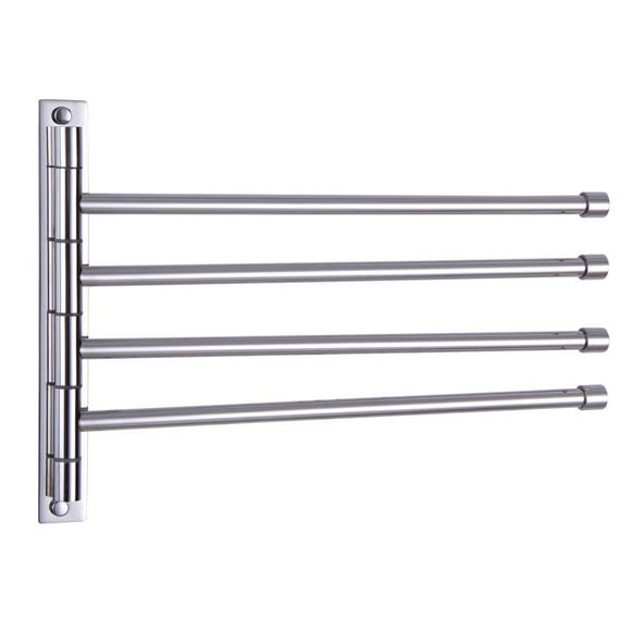 GERZWY Wall Mount Bath Towel Rack with 4 Arms Hanger Towel Holder Bathroom Swing Arm Towel Bars Organizer Polished Stainless Steel