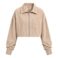 thumbnail image 2 of AloohaidyvioNo Boundaries Womens Cropped Jackets Trendy Lightweight Fall Long Sleeve Lapel Corduroy Zip Up Jacket with Pockets, 2 of 6