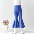 thumbnail image 2 of PINQI Children's Girls Fashion Flare Leggings Stretch Cotton Hem Pants Oversized Flare Pants Kids Girls Solid Color Dance Bell Bottoms(Blue-1,5-6 Years), 2 of 3