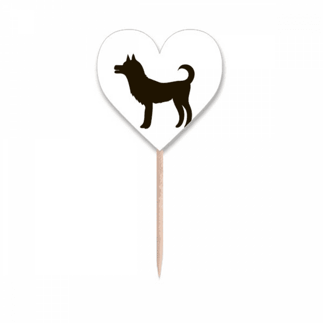 Chien Noir Mignon Animal Portrait Cure-Dent Drapeaux Coeur Lable Cupcake Pics