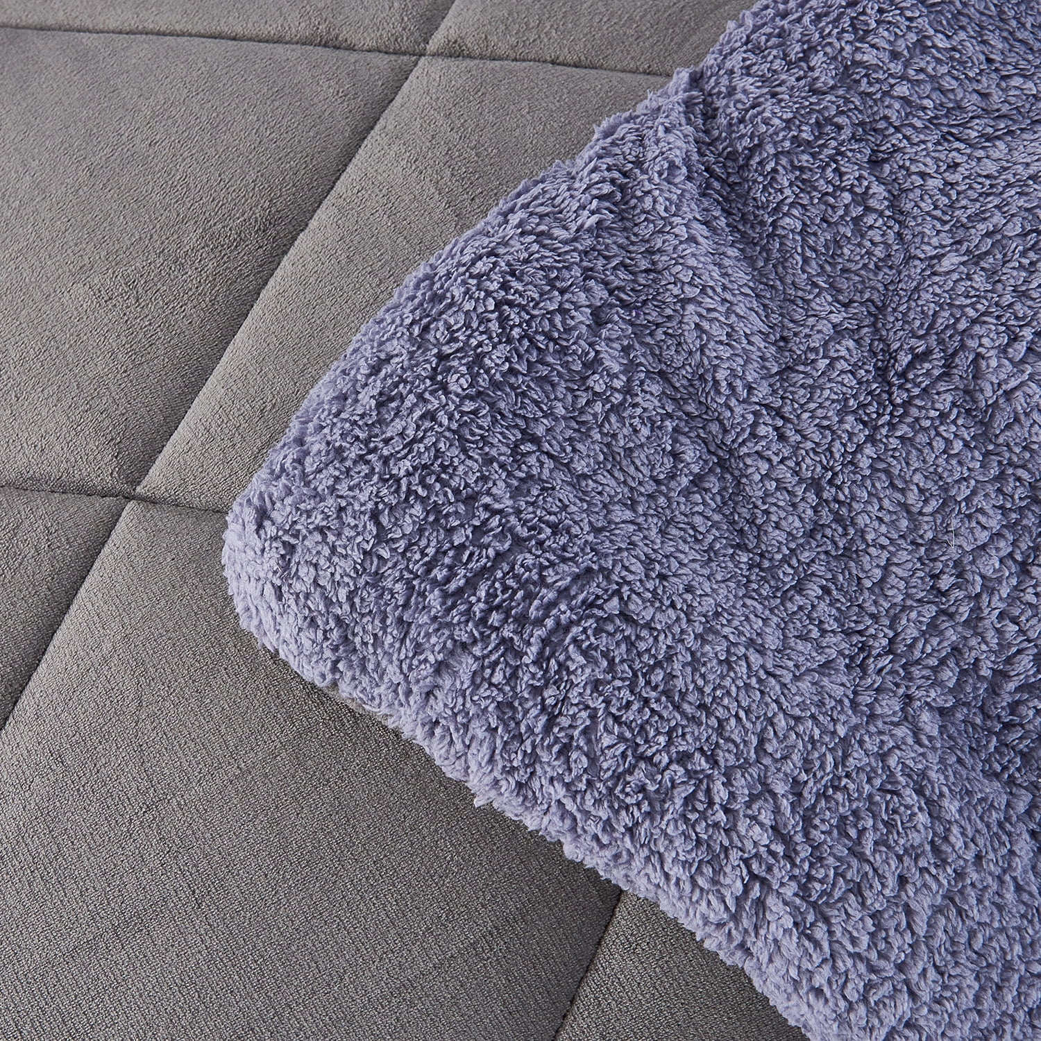 JML Sherpa Fleece Borrego Blanket 3 Pieces,Queen 75" x 83",Thick Warm Blanket,Grey,5.7lb