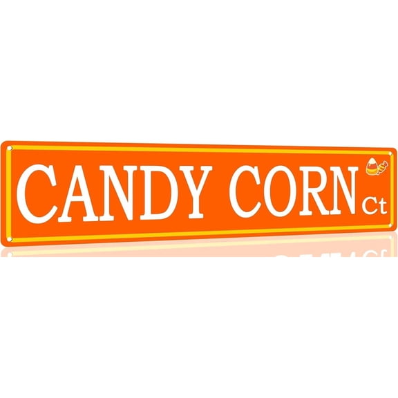 Candy Corn Metal Tin Sign Funny Vintage Halloween Tin Signs Wall Art Decor Poster for Home Farmhouse Bar Cafe Halloween Party Indoor Outdoor 4x16 Inch