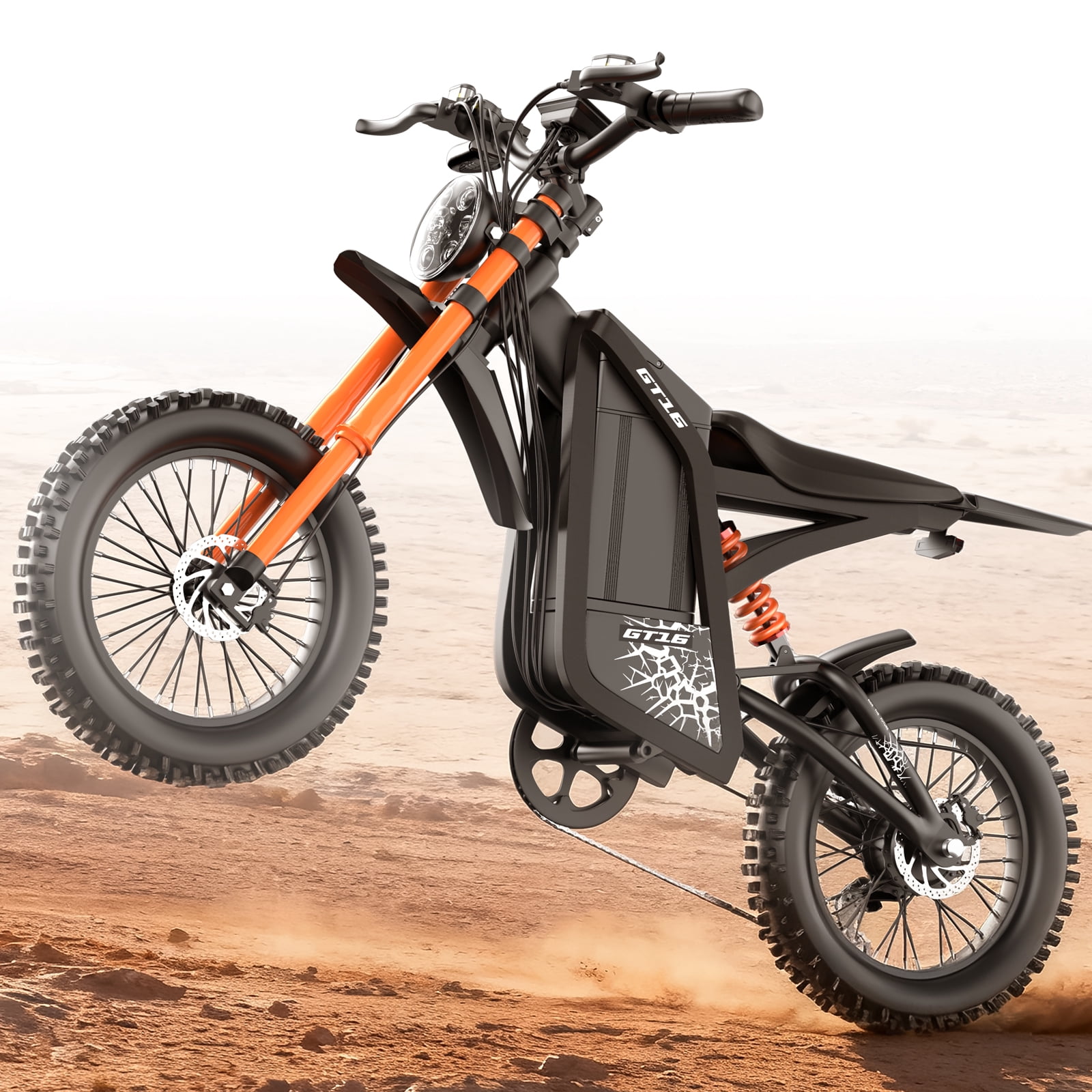 Electric Dirt Bike, 3000W Peak Motor, 35MPH Electric Motorcycle,48V/25AH Battery E Mountain bike, 5 PAS Speeds, Hydraulic Brakes, UL2849 Full Suspension 16" Off Road Tire