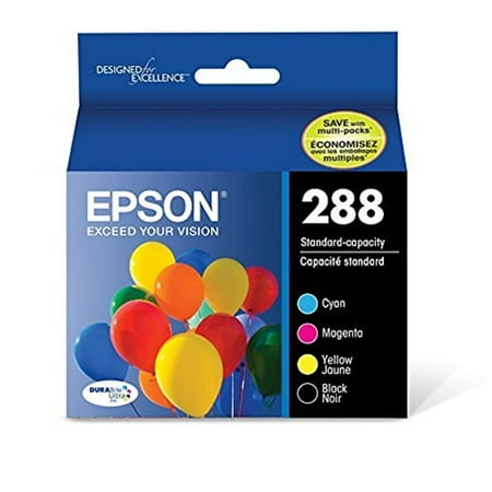 Epson 288 Black, C/M/Y 4pk Combo Ink Cartridges - Black, Cyan, Magenta, Yellow (T288120-BCS)