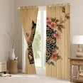 thumbnail image 3 of Manfei Bohemian Cat Blackout Curtains Set of 2 (52x84 Each),Japanese Style Window Curtains,Retro Rustic Flowers Curtains and Drapes For Men Women,Ultra Soft Home Decor, 3 of 6