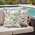 thumbnail image 4 of Yellow Grey Botanical Outdoor Waterproof Pillow Covers, Spring Floral Birds Vintage Decorative Square Throw Pillowcase Sofa Cushion Sham for Patio/Couch/Chair, 16"x16" 2 Pack, 4 of 8
