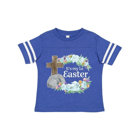 

Inktastic It s My 1st Easter with Cross and Flowers Gift Toddler Boy or Toddler Girl T-Shirt
