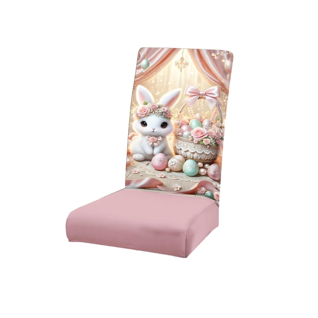 SIYTUAU Easter Holiday Stretch Chair Cover With Rabbit Print For Dining Room Chair Protector Home Decor C