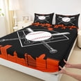 thumbnail image 4 of Erosebridal Kids Sports City Bed Sheets, Baseball King Sheets, Black Orange, 4pcs, 4 of 5