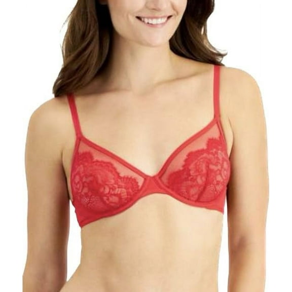 I.N.C. International Concepts Women's Lace Underwire Bra, Red, Large
