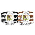 thumbnail image 1 of Feline Tiger Ring Ferocious Bracelet Hand Strap Leather Rope Wristband Double Set, 1 of 3