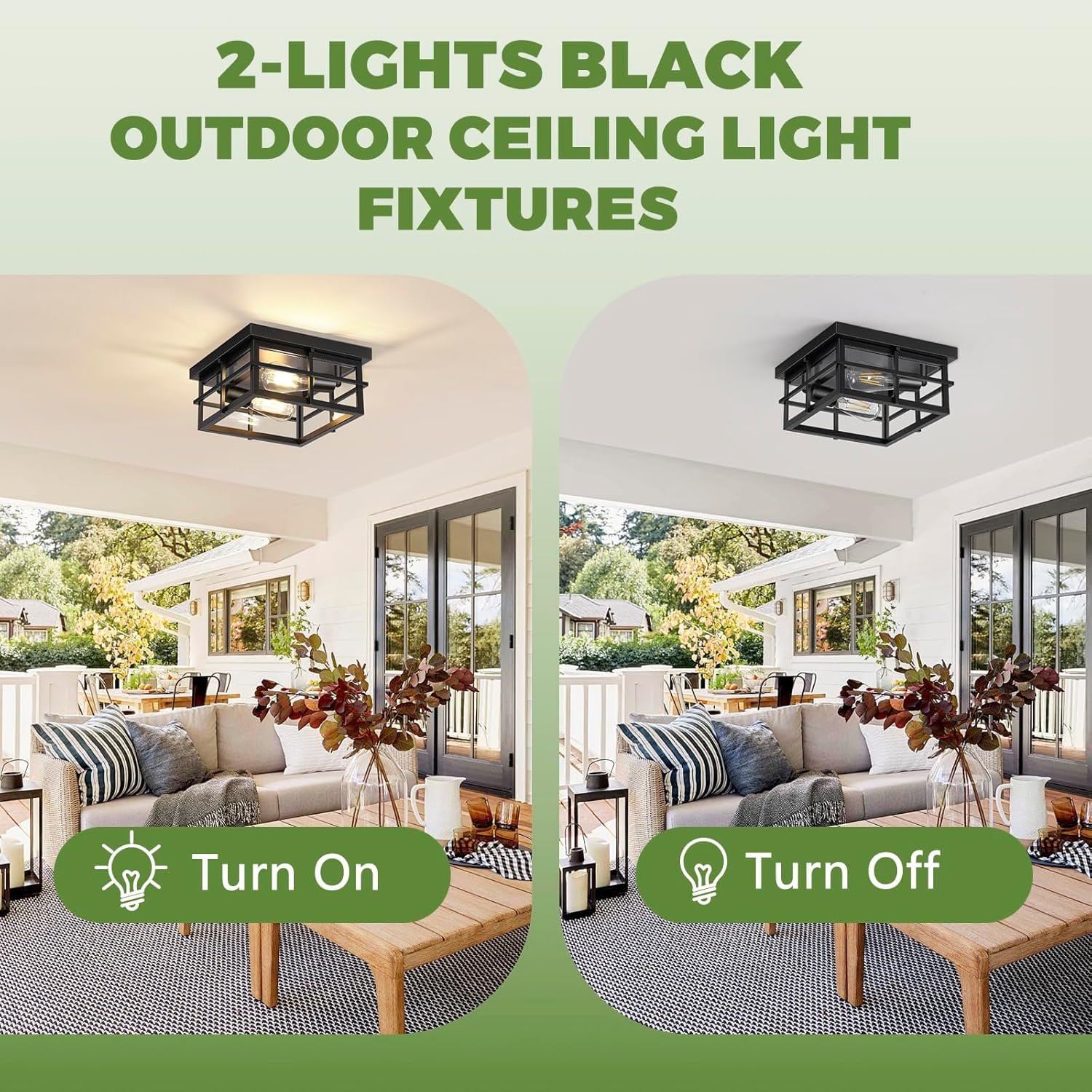 Flush Mount Ceiling Lights, 2-Light Hallway Ceiling Lighting Fixtures, Farmhouse Metal Cage Ceiling Lights for Entryway Kitchen