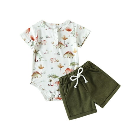 

hibro baby unisex dinosaur design print fiber short sleeve shorts button set outfits clothing legging long sleeve baby girl clothe