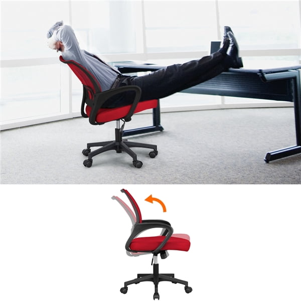 Renwick Adjustable Ergonomic Mesh Chair 360-Degree Rolling Office Computer Chair, Red
