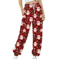 thumbnail image 7 of Tejiojio Christmas Clearance Women's Casual Trousers Printing Drawstring Pants Waist Long Pants Sweatpants With Pocket, 7 of 7