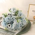 thumbnail image 3 of 3pcs Artificial Flowers Bouquet Fake Peony Silk Hydrangea Wildflowers Arrangements with Stems for Wedding Home Centerpieces Decor (Light Blue), 3 of 5