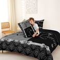 thumbnail image 4 of Erosebridal Retro Damask Flower Queen Comforter Set,Silver Bowknot Queen And King Bedding Comforter Set For Adults, Reversible 3-Piece, 4 of 7