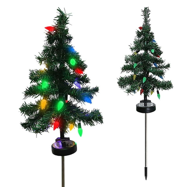 Luz LED solar para árbol de Navidad | Decoración de jardín exterior con encendido y apagado automático | Decoración navideña enchufable resistente a la intemperie para patio y jardín