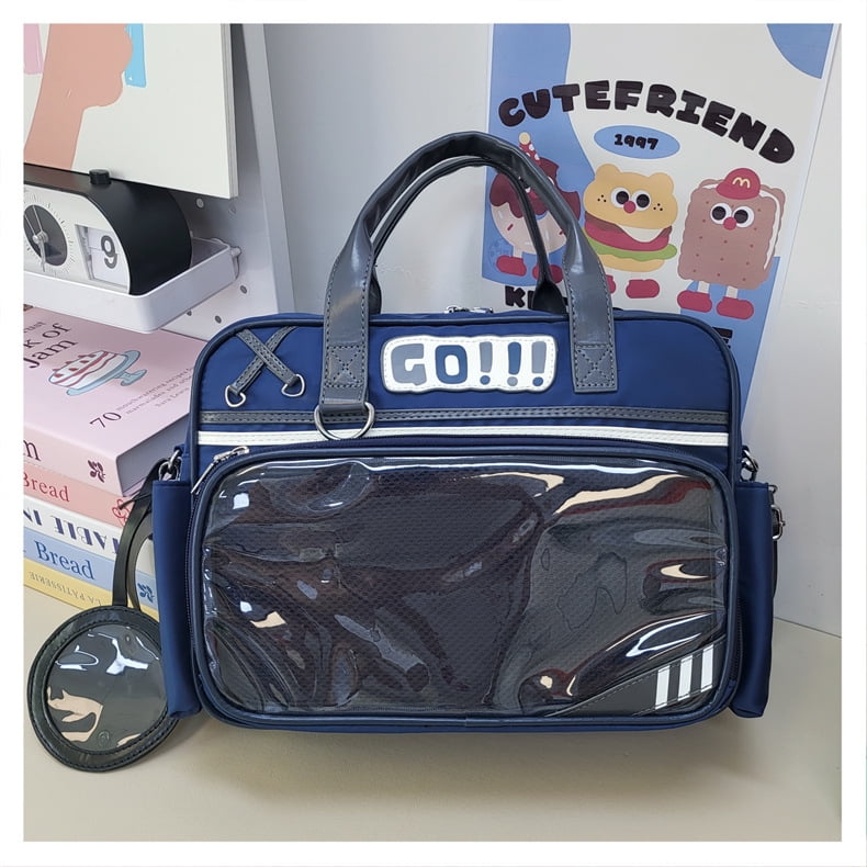 Baguery Y2K Ita Bag - Plush Football Charms Large Capacity Japanese Crossbody Handbag for Women Sports Travel