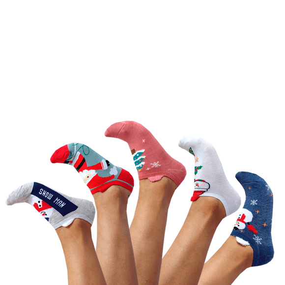 Calcetas Cortas Navideñas Mauya Orejitas Mujer Algodón SET 12 Pares