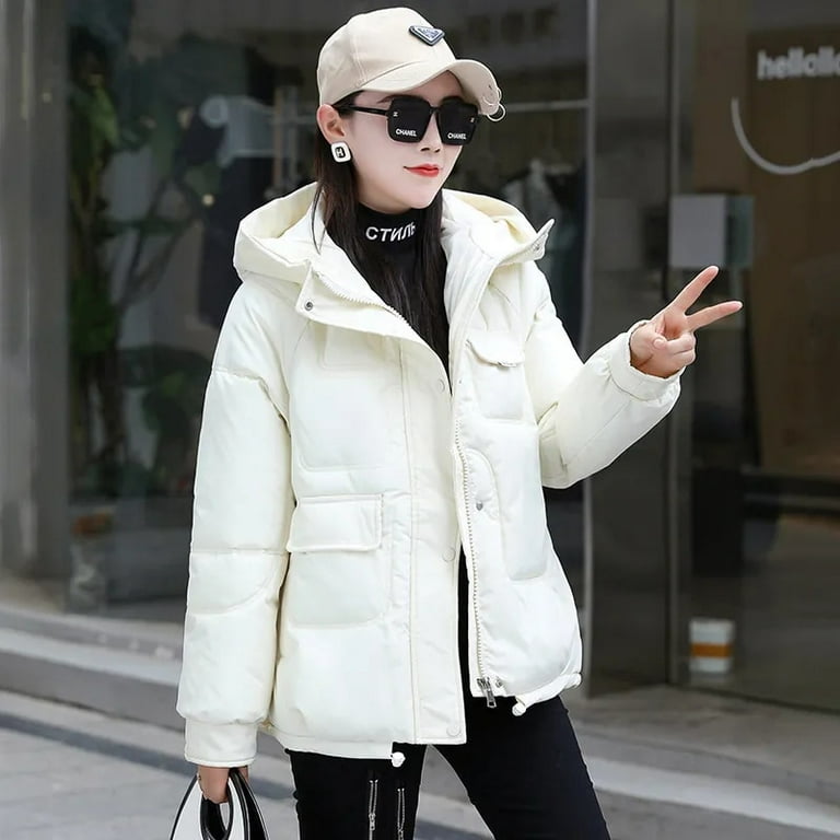 Danceemangoo Winter Jacket Women Clothing Korean Hooded Short Coat Women Casual Parkas Loose Cotton Coats and Jackets Abrigos Mujer Invierno, Adult