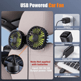 thumbnail image 7 of USB Car Fan for Backseat, 3 Speeds 360°Rotatable Car Cooling Fan, Dual Head Car Fan with Adjustable Clip for Vehicles SUV RV, 7 of 7