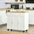 thumbnail image 2 of HOMCOM Rolling Kitchen Island on Wheels with Bamboo Countertop Drawers, 2 of 10
