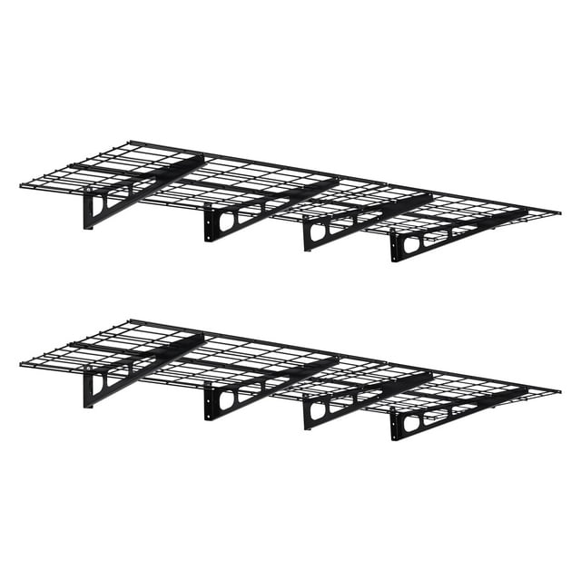 Yiwa Heavy Duty Iron Garage Wall Storage Shelf, 48x12/48x24/72x24 Inch, 150 lbs Load, Includes Level, Buckles, 4 J-Hooks, Easy Wall-Mount Rack