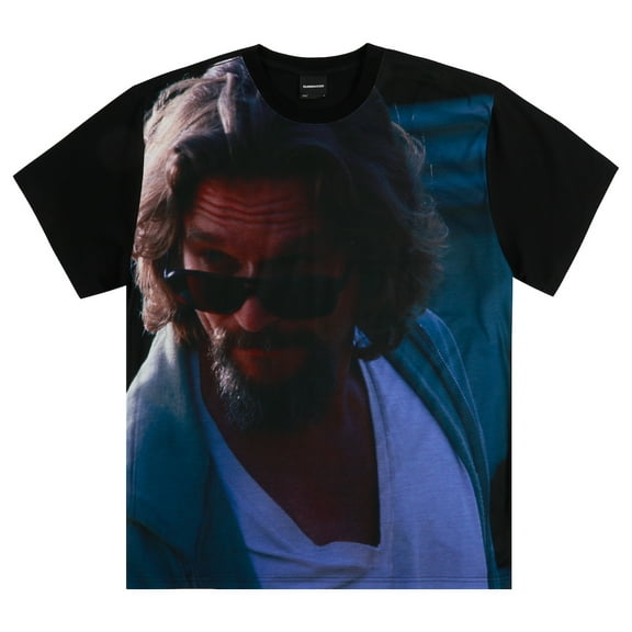 The Big Lebowski The Dude Big Print Adult Black Crew Neck Short Sleeve T-shirt Medium