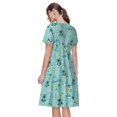 thumbnail image 2 of Bixox Robe d'Été à Manches Courtes pour Femmes Robe Ample Longueur Genou avec Poches-Style Hawaïen, 2 of 7