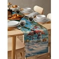 thumbnail image 6 of Christmas Flamingo Burlap-Cotton Table Runner 36 Inches Long,Xmas Snowman Coastal Beach Farmhouse Table Runners,Outdoor Dining Tablecloths Decor for Baby Shower Party Wedding 13x36, 6 of 9