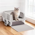 thumbnail image 6 of Stainless Steel Cat Litter Box With Lid  Extra Large For Big Cats High Sided Non-sticky Anti-urine Leakage Easy Cleaning Include Mat And Scoop Holder (s), 6 of 8