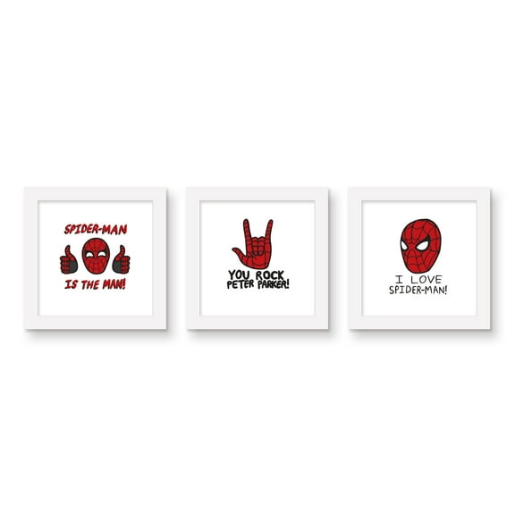 Gallery Pops Marvel Spider-Man: No Way Home - Fan Wall Art Bundle (3-Pack), White Framed Version, 12" x 12"