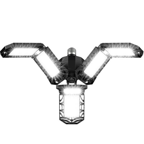 LED Garage Light Deformable - 12000LM Garage Ceiling Light E26/E27 Shop Light for Garage Workshop Warehouse