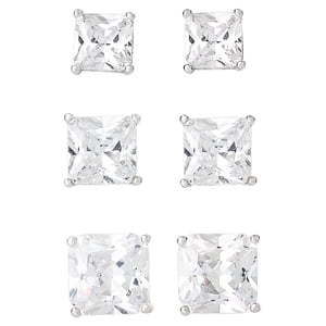 Believe by Brilliance Women's Silver Plated Cubic Zirconia Earrings