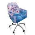 thumbnail image 2 of FOR U DESIGNS Dolphin Hibiscus Pattern Dining Chair Slipcovers with Armrest, Anti-Dust Vanity Chair Cover Mid Back Wide Seat Accent Chairs Covers for Vanity Living Room Bedroom, 2 of 8