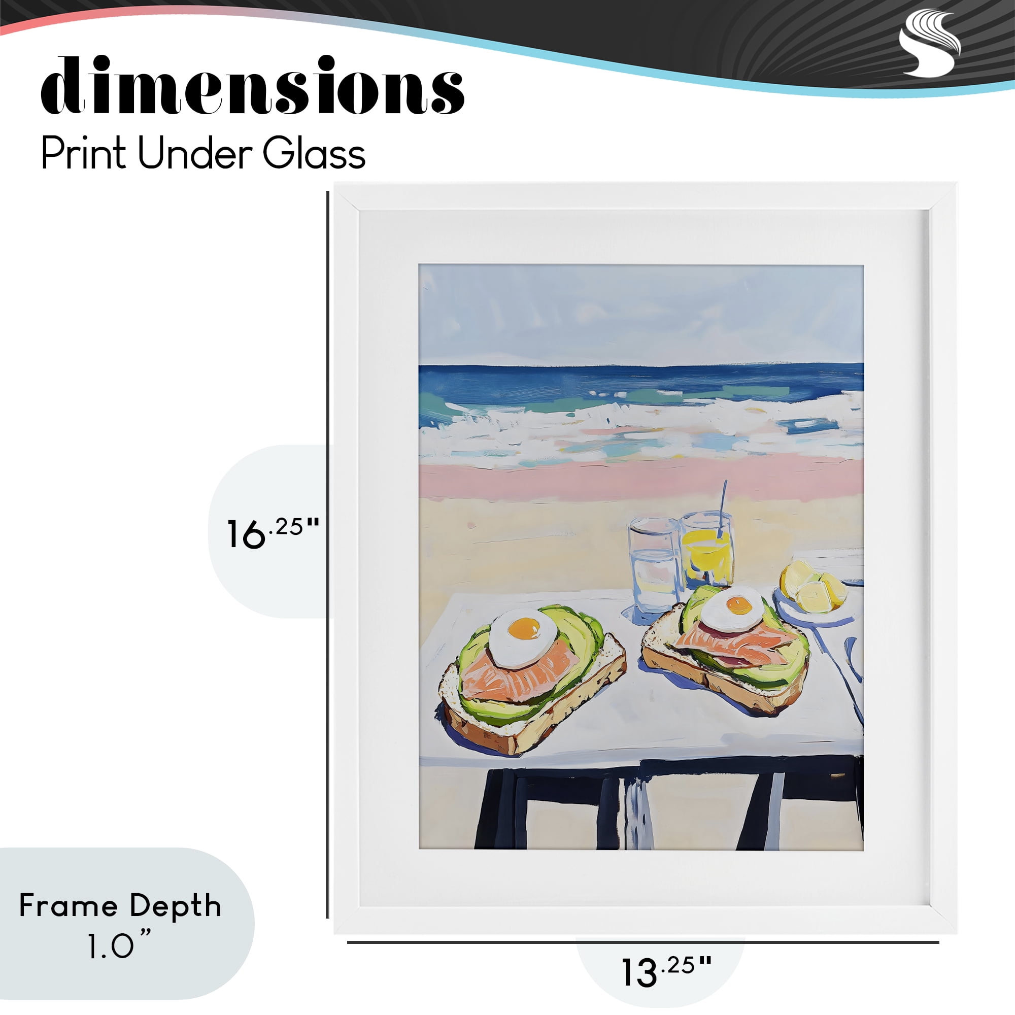 Stupell Industries Avocado Toast at Beach White Framed Print Under Glass, design by The Prints Vibe