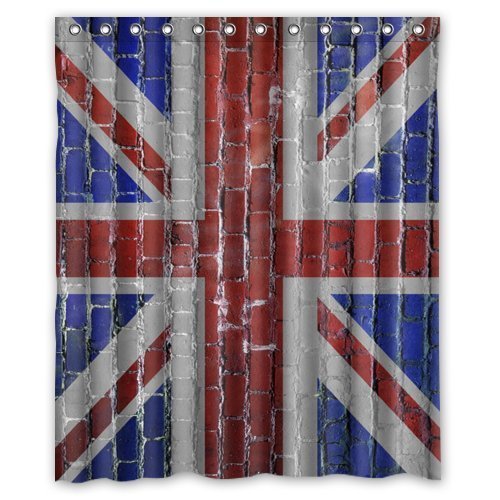 Cortina de ducha Impermeable ABPHQTO bandera Union Jack Pared de Ladrillo 150x180 cm