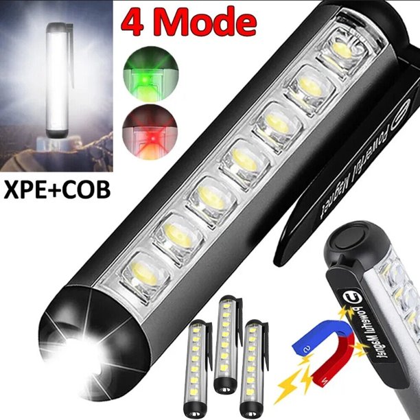 1/5x COB LED Work Light Flashlight USB Rechargeable Torch