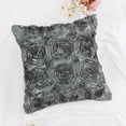 thumbnail image 7 of PiccoCasa 3D Satin Rose Flower Throw Pillow Cover Shells,Pure Cushion Covers for Couch Sofa,16" x 16" Grey, 7 of 7