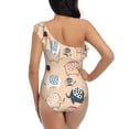 thumbnail image 5 of Gaeub Cute Ink Drawn Elephants Women's One Shoulder Ruffle Tummy Control Swimwear for Swimming Surfing Beach Party - Large, 5 of 8