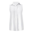 thumbnail image 5 of TODOZO Womens Sleeveless Button Down Shirt V Neck Casual Collared Blouses Solid Basic Summer Dressy Ruffle Tank Top Work Office Tops V Neck Summer Blouses Loose Office Tank Tops, 5 of 5