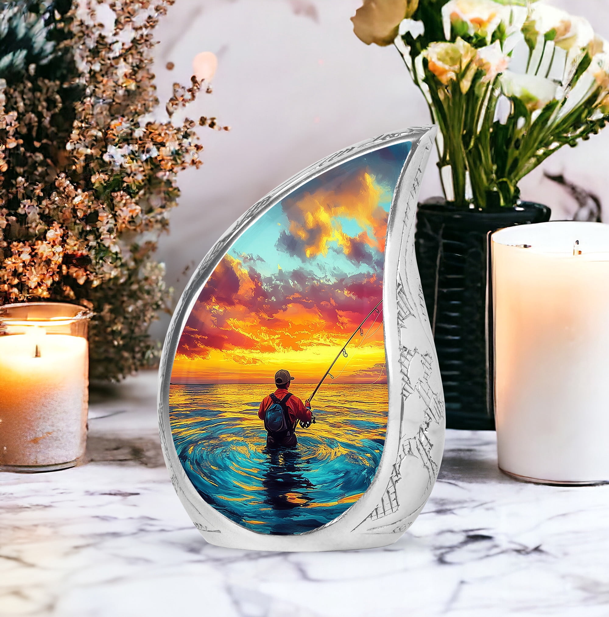 SABURIAL Fishing Urn - Burial Urn for Ashes - Combo 2 - Large with 3 Inch Pack of 2 - Keepsake Urns for Men & Women - Human Remains for Mom & Dad - Memorial Urns for Human Ashes