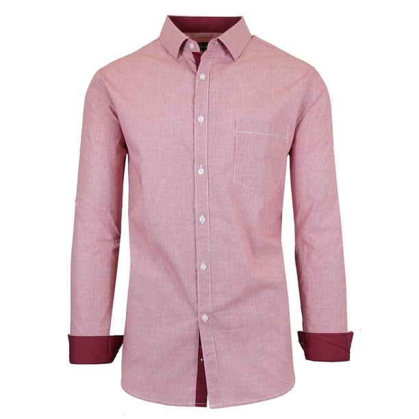 GBH Men's Long Sleeve SlimFit Cotton Casual Dress Shirts With Chest